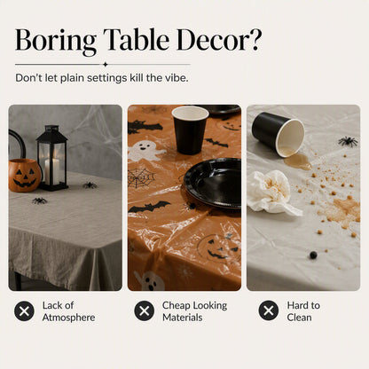 🎃NUR FÜR BEGRENZTE ZEIT: 50 % RABATT! ⏰Gruseliges Halloween-Muster – Set aus Tischdecke und Platzsets