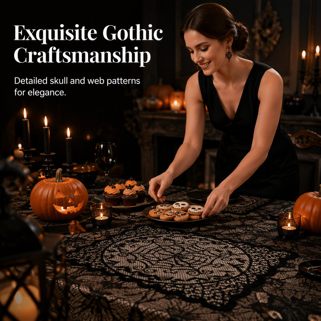 🎃NUR FÜR BEGRENZTE ZEIT: 50 % RABATT! ⏰Gruseliges Halloween-Muster – Set aus Tischdecke und Platzsets