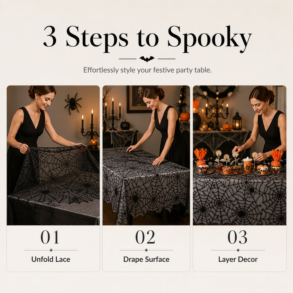 🎃NUR FÜR BEGRENZTE ZEIT: 50 % RABATT! ⏰Gruseliges Halloween-Muster – Set aus Tischdecke und Platzsets