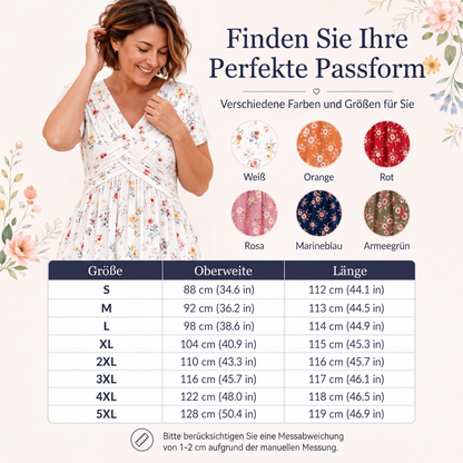 🌸 Blumiges V-Ausschnitt-Kleid mit Taillendrehung – elegant und lässig für jeden Anlass