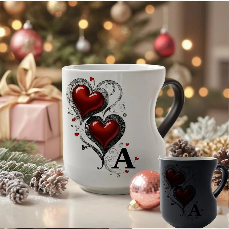 ☕ ❤️ Keramikbecher mit farbwechselndem, herzförmigem Henkel – Wärmesensitive Farbe, stilvoll & einzigartig – Perfekt für Kaffee, Tee oder als liebevolles Geschenk – wechselt die Farbe bei Hitze und verbreitet Freude ✨🎁