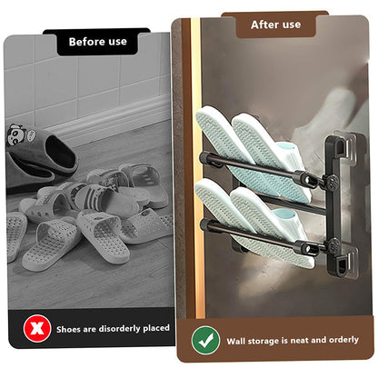 👟 50 % Rabatt – Faltbarer Wand-Schuhhalter für Tür & Bad – ohne Bohren, platzsparend & vielseitig für Hausschuhe & Badeschuhe 🚪