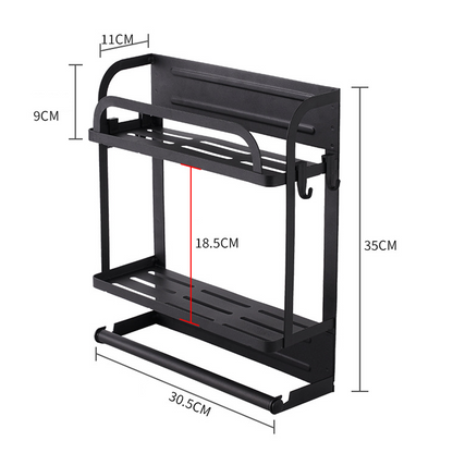🧲Magnetischer Kühlschrank-Organizer aus Edelstahl – Hängendes Regal mit 2 Fächern für Gewürze, Dosen & Snacks