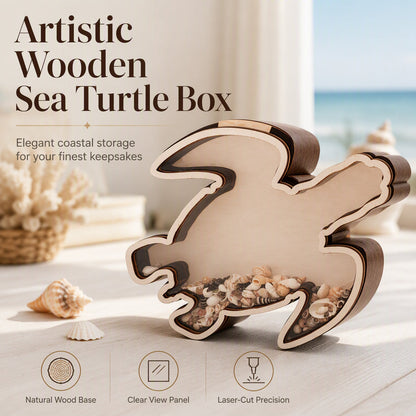 🐢 50% RABATT! 🌊 Holz-Schildkröten Organizer mit Laserschnitt & Acrylplatte, küstenstilierte Schlüssel- und Schmuckaufbewahrung ✨