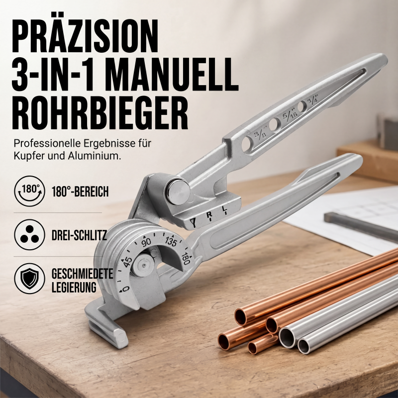 ⚙️🔩 3‑in‑1 Manuelle Rohrbiegemaschine 🛠️ Hand Rohr‑Biegewerkzeug für Heim‑ & Werkstattgebrauch