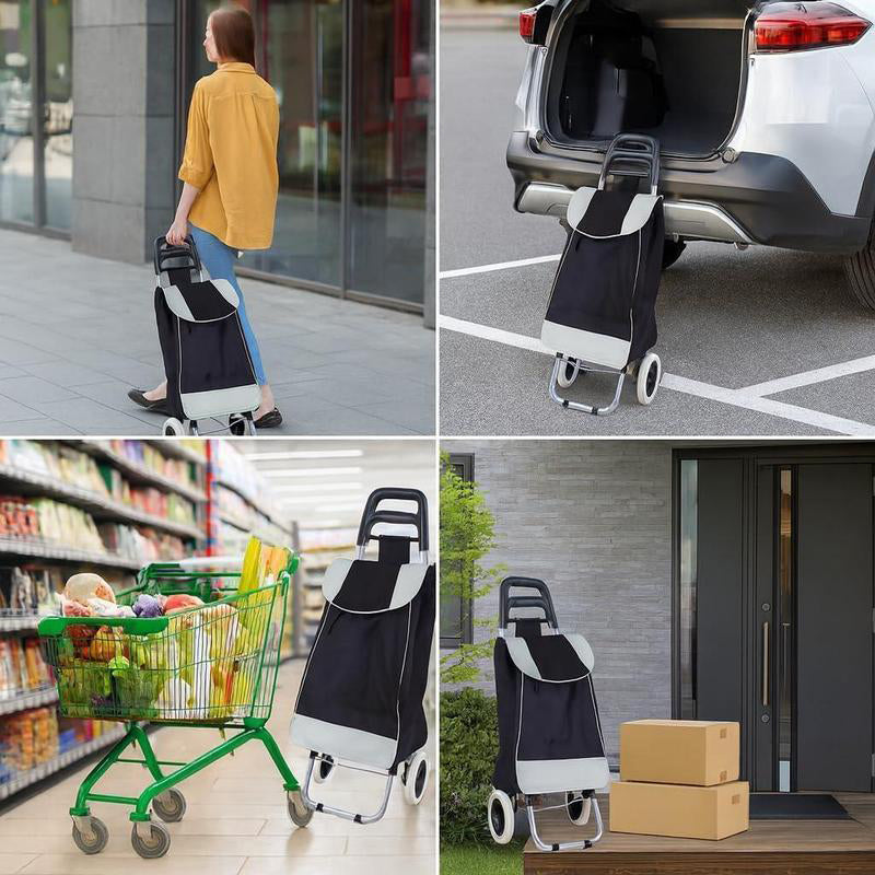 🛒 Tragbarer Einkaufswagen mit Rollen – Faltbarer Einkaufstrolley für Einkäufe mit großer Tasche & Teleskopgriff