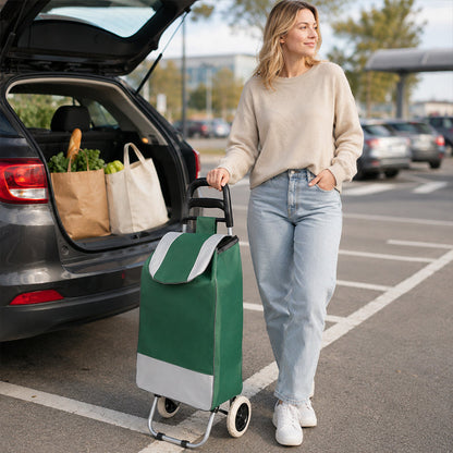 🛒 Tragbarer Einkaufswagen mit Rollen – Faltbarer Einkaufstrolley für Einkäufe mit großer Tasche & Teleskopgriff