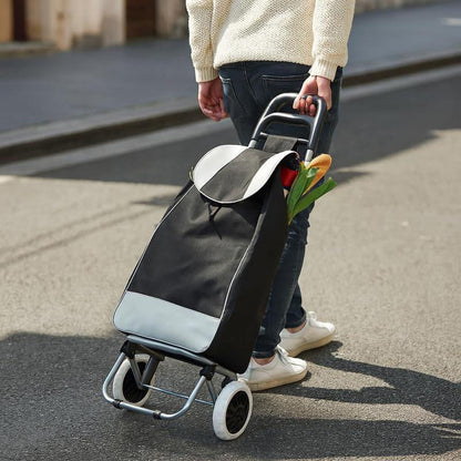 🛒 Tragbarer Einkaufswagen mit Rollen – Faltbarer Einkaufstrolley für Einkäufe mit großer Tasche & Teleskopgriff