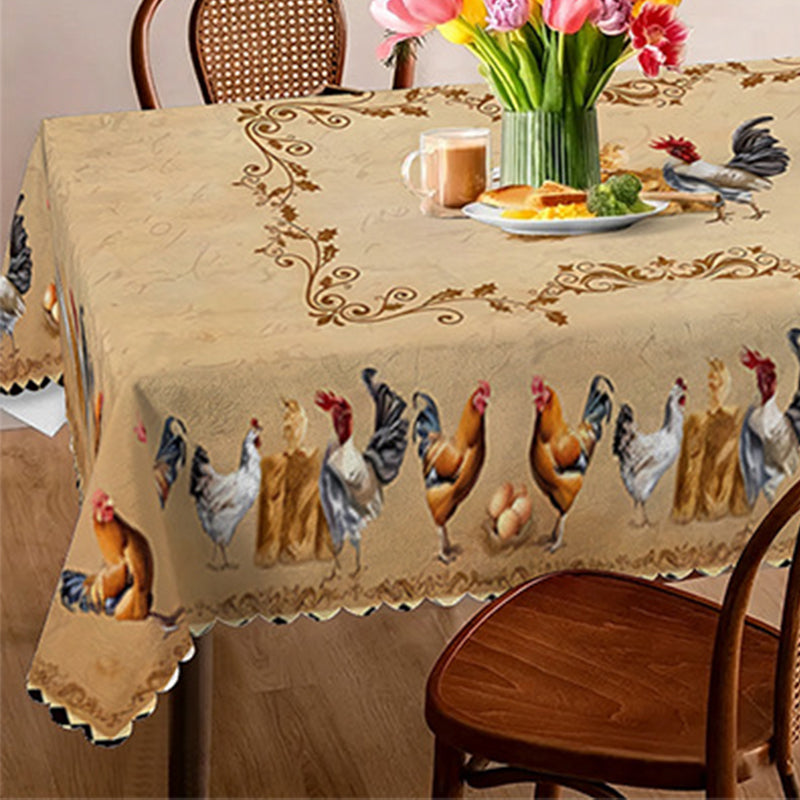 🐔 Vintage-Landhaus-Tischdecke mit Hühnermuster
