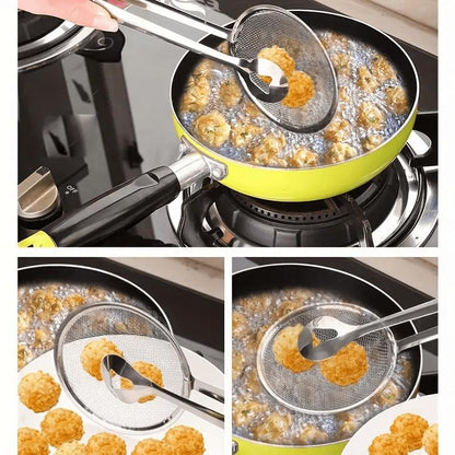 🥢 KAUFE 2, ERHALTE 1 GRATIS! 🍳 2-in-1-Zange aus Edelstahl mit Ölabseihsieb – Feines Netz, ergonomischer Griff & leicht zu reinigen – Ideal zum Frittieren & Servieren ✨