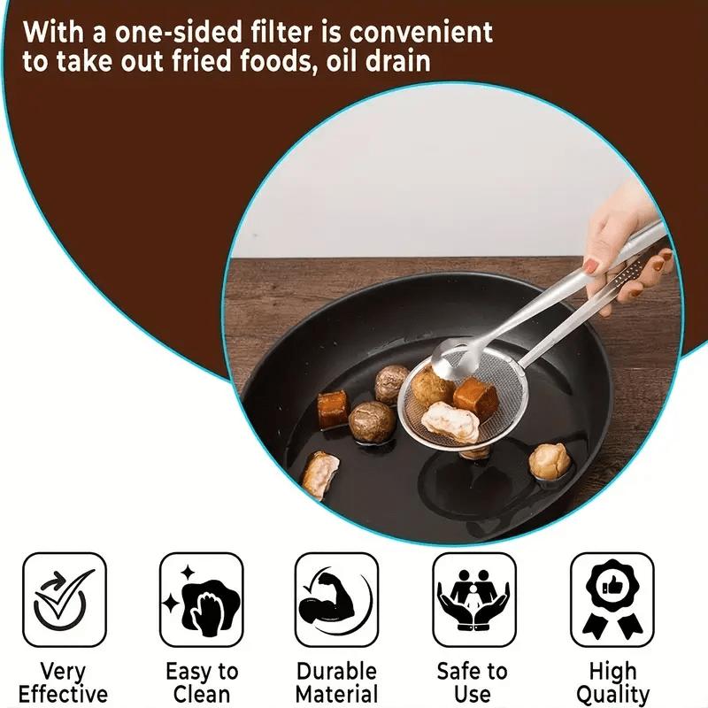 🥢 KAUFE 2, ERHALTE 1 GRATIS! 🍳 2-in-1-Zange aus Edelstahl mit Ölabseihsieb – Feines Netz, ergonomischer Griff & leicht zu reinigen – Ideal zum Frittieren & Servieren ✨