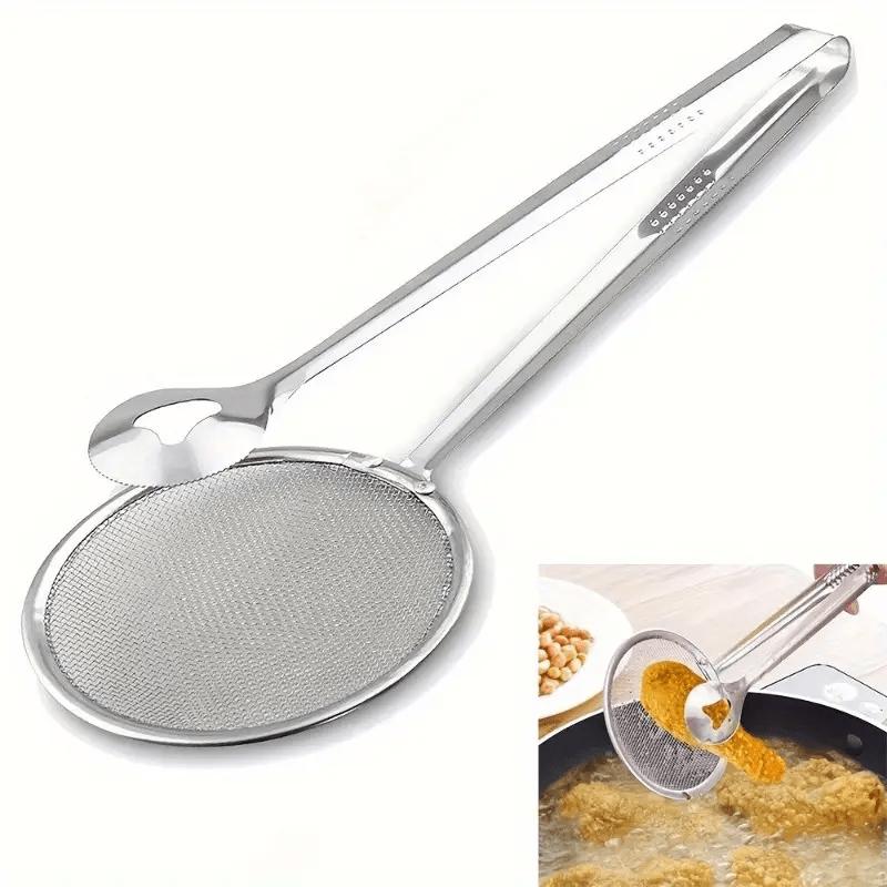 🥢 KAUFE 2, ERHALTE 1 GRATIS! 🍳 2-in-1-Zange aus Edelstahl mit Ölabseihsieb – Feines Netz, ergonomischer Griff & leicht zu reinigen – Ideal zum Frittieren & Servieren ✨