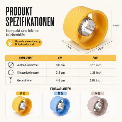 🌽 Manueller Maisabstreifer für Zuhause und Küche – Küchenhelfer zum einfachen Entkörnen von Maiskolben, ergonomisch & spülmaschinenfest