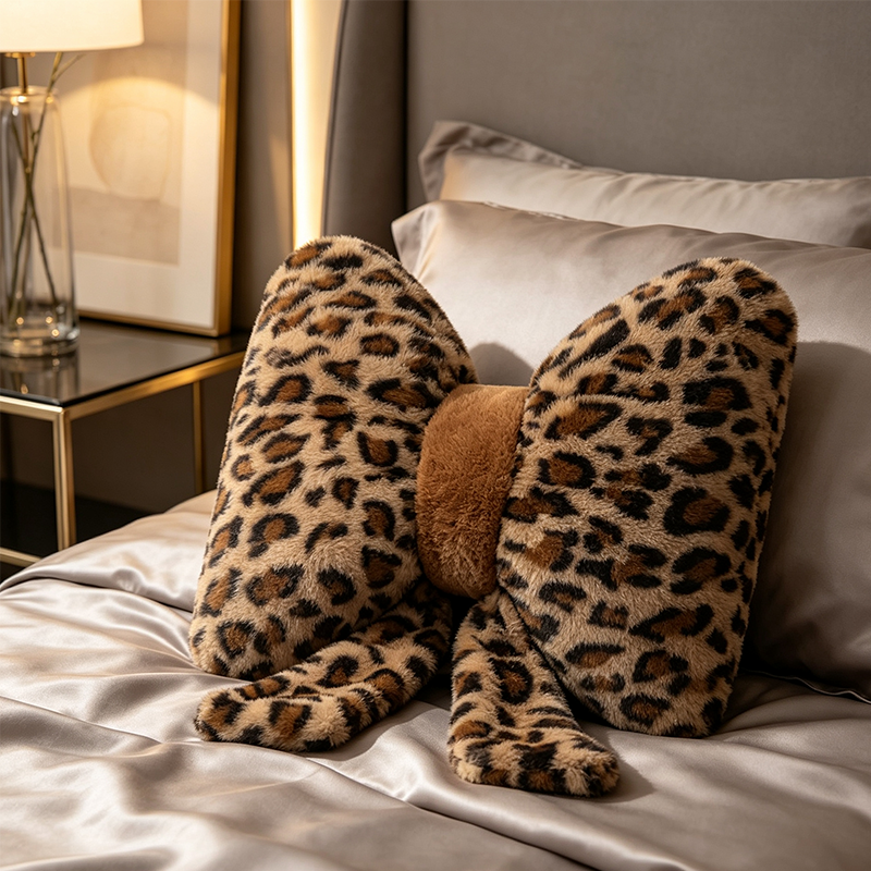 🎀JETZT 50 % RABATT!! 🐆 Dekokissen in Schleifenform mit Leopardenmuster – Weiches Sofakissen als Rückenstütze für Zuhause und Büro