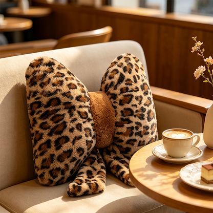 🎀JETZT 50 % RABATT!! 🐆 Dekokissen in Schleifenform mit Leopardenmuster – Weiches Sofakissen als Rückenstütze für Zuhause und Büro
