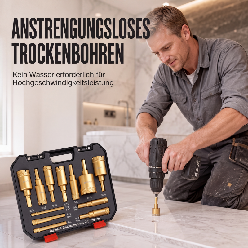 ⏳🔥 NUR FÜR KURZE ZEIT 50% RABATT! ⏰ 12-teiliges Trocken-Diamant-Lochsägen-Set für Fliesen (6-35 mm)