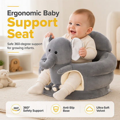 🐻 Cartoon‑Baby‑Stützsofa – Anti‑Roll‑Sitzsessel für Babys mit stabiler Rückenlehne, weicher Plüsch‑Bodensitz für Kleinkinder