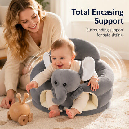 🐻 Cartoon‑Baby‑Stützsofa – Anti‑Roll‑Sitzsessel für Babys mit stabiler Rückenlehne, weicher Plüsch‑Bodensitz für Kleinkinder