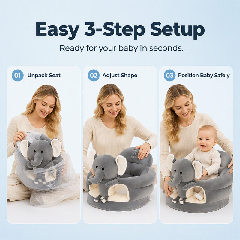 🐻 Cartoon‑Baby‑Stützsofa – Anti‑Roll‑Sitzsessel für Babys mit stabiler Rückenlehne, weicher Plüsch‑Bodensitz für Kleinkinder