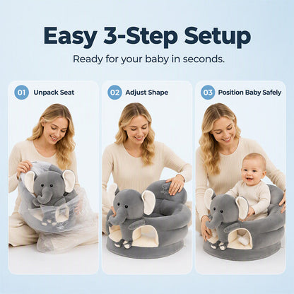 🐻 Cartoon‑Baby‑Stützsofa – Anti‑Roll‑Sitzsessel für Babys mit stabiler Rückenlehne, weicher Plüsch‑Bodensitz für Kleinkinder