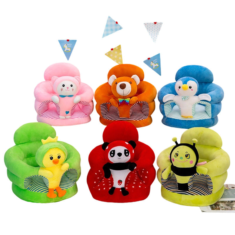 🐻 Cartoon‑Baby‑Stützsofa – Anti‑Roll‑Sitzsessel für Babys mit stabiler Rückenlehne, weicher Plüsch‑Bodensitz für Kleinkinder