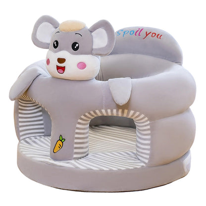 🐻 Cartoon‑Baby‑Stützsofa – Anti‑Roll‑Sitzsessel für Babys mit stabiler Rückenlehne, weicher Plüsch‑Bodensitz für Kleinkinder