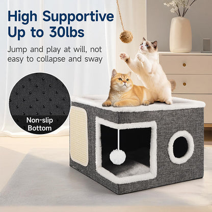 ✨50% Rabatt✨🐾 2-in-1 Faltbarer Haustierhocker mit Stauraum – Gemütliches Katzen- & Hundebett und praktischer Sitzhocker