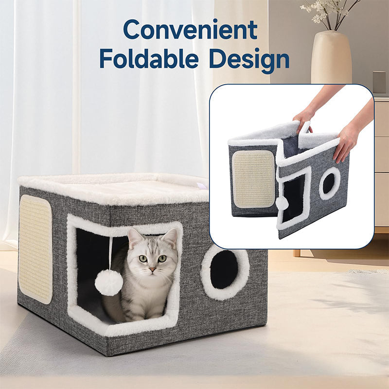 ✨50% Rabatt✨🐾 2-in-1 Faltbarer Haustierhocker mit Stauraum – Gemütliches Katzen- & Hundebett und praktischer Sitzhocker