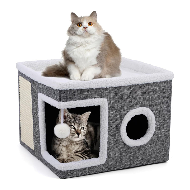 ✨50% Rabatt✨🐾 2-in-1 Faltbarer Haustierhocker mit Stauraum – Gemütliches Katzen- & Hundebett und praktischer Sitzhocker