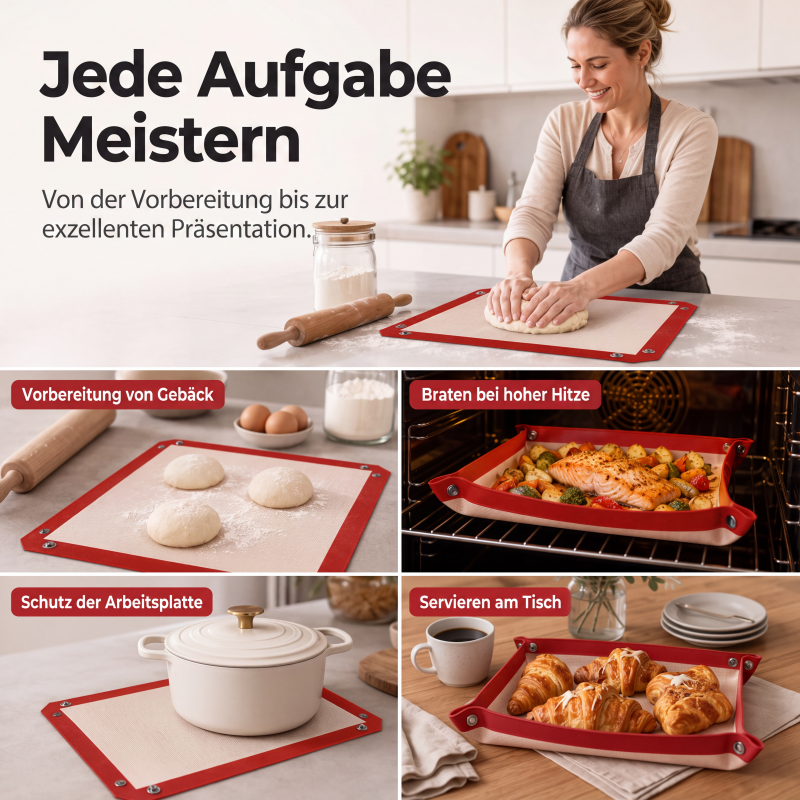 Wiederverwendbare antihaftbeschichtete Backmatte aus Silikon