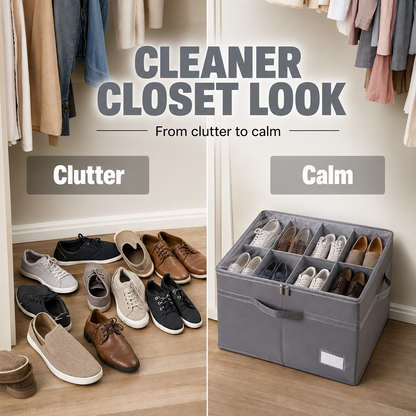 16-Grid Foldable Fabric Shoe Storage Box