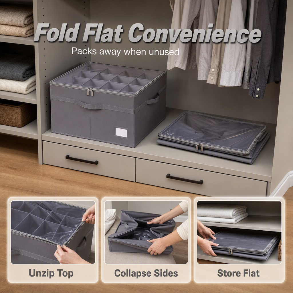 16-Grid Foldable Fabric Shoe Storage Box