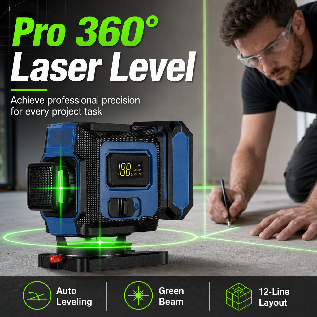 🟢 Selbstnivellierender Grünlaser – Kreuzlinienlaser mit horizontaler & vertikaler Linie für präzises Nivellieren