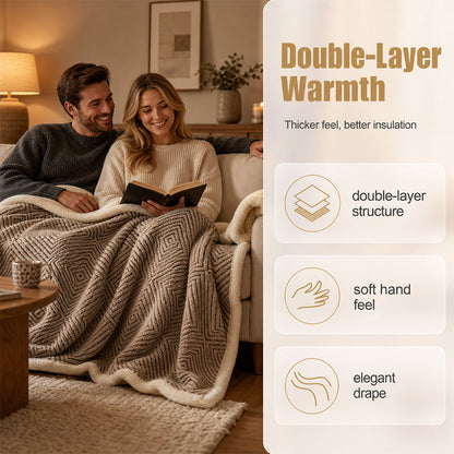 🛋️ Doppellagig verdickte Softdecke – kuschelige Tagesdecke für Sofa, Bett und unterwegs, extra warm mit edlem Fall und modernem Look ❄️➡️🔥