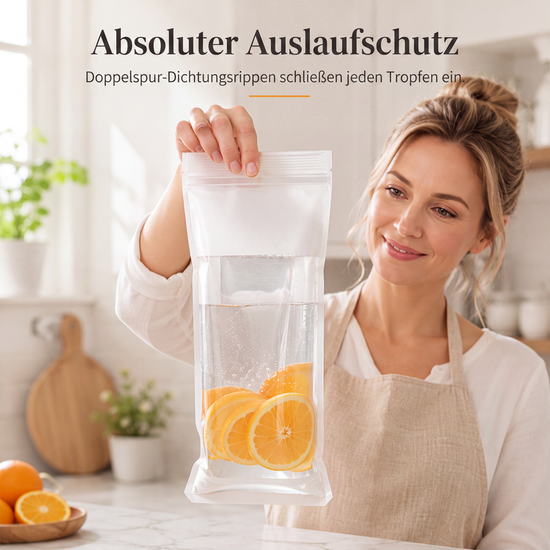 🔐 50 % Rabatt 💎 Transparente Lebensmittelbeutel – lebensmittelecht, verstärkt, mit Doppelverschluss