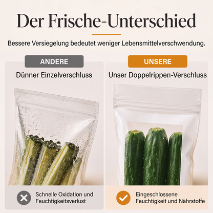 🔐 50 % Rabatt 💎 Transparente Lebensmittelbeutel – lebensmittelecht, verstärkt, mit Doppelverschluss