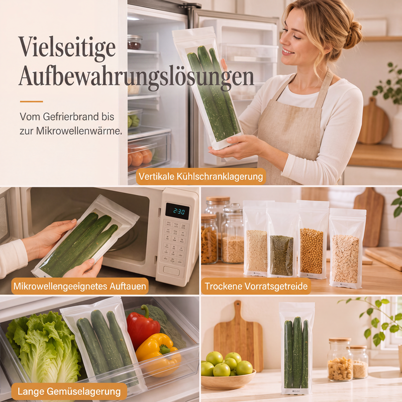 🔐 50 % Rabatt 💎 Transparente Lebensmittelbeutel – lebensmittelecht, verstärkt, mit Doppelverschluss
