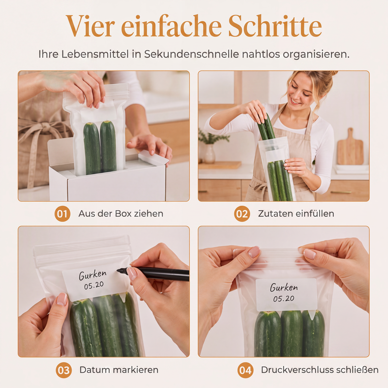 🔐 50 % Rabatt 💎 Transparente Lebensmittelbeutel – lebensmittelecht, verstärkt, mit Doppelverschluss