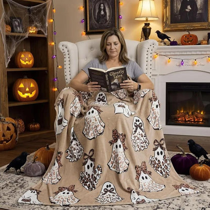 🎃👻 Kuschelige Halloween-Decke mit Geister-Motiv – flauschige Wohndecke für gruselig gemütliche Stunden auf dem Sofa 🛋️✨