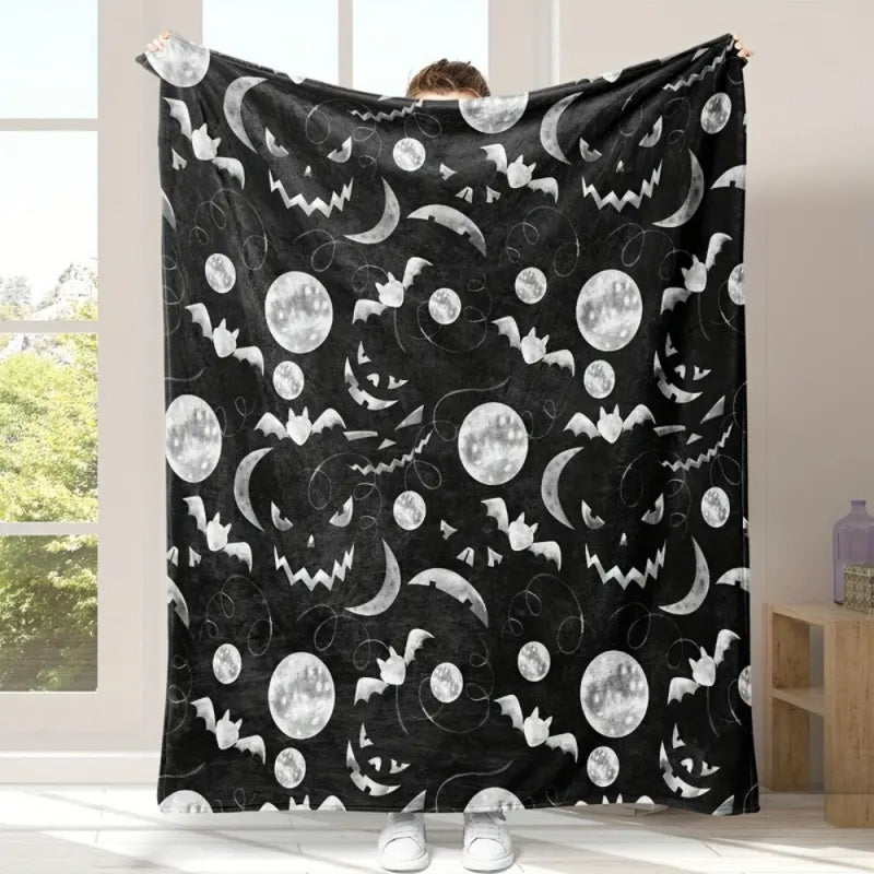 🎃👻 Kuschelige Halloween-Decke mit Geister-Motiv – flauschige Wohndecke für gruselig gemütliche Stunden auf dem Sofa 🛋️✨