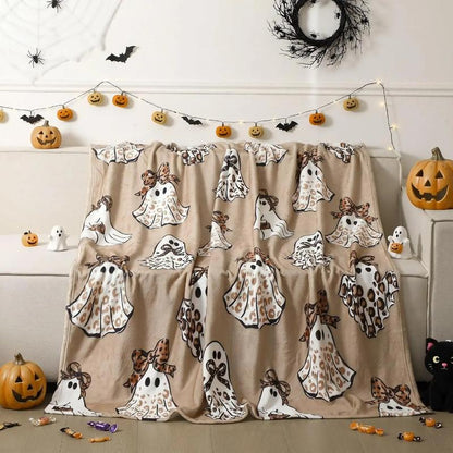 🎃👻 Kuschelige Halloween-Decke mit Geister-Motiv – flauschige Wohndecke für gruselig gemütliche Stunden auf dem Sofa 🛋️✨