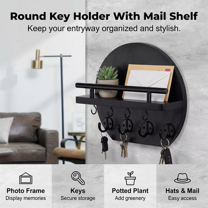 🔑 Wandmontierter Schlüsselhalter mit Ablage & Haken – praktische Aufbewahrungslösung für Flur, Küche & Büro 🏠✨