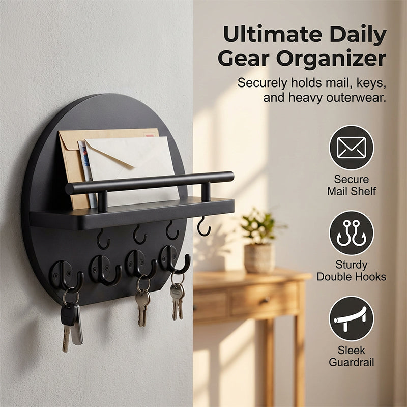 🔑 Wandmontierter Schlüsselhalter mit Ablage & Haken – praktische Aufbewahrungslösung für Flur, Küche & Büro 🏠✨