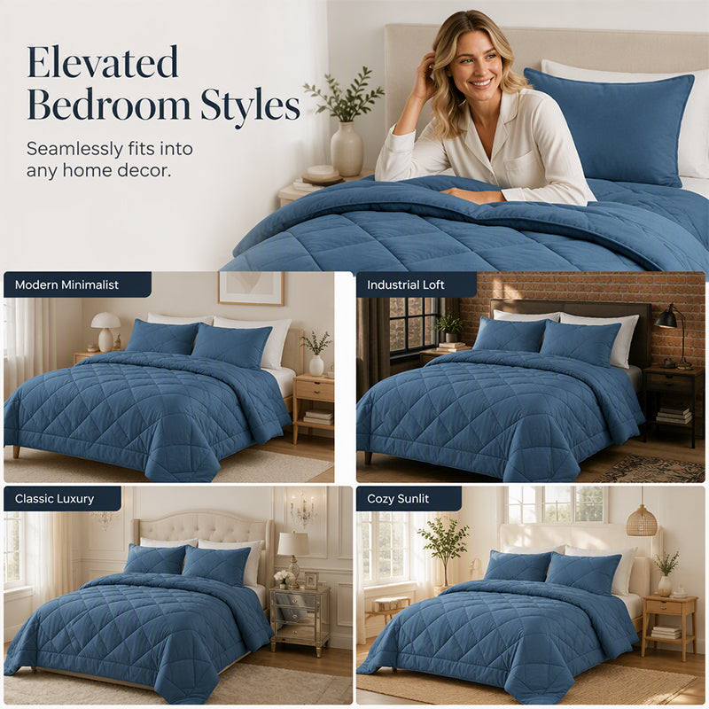 🛏️50 % RABATT⏰ 3‑teiliges gestepptes Bettwäsche‑Set, weich & gemütlich fürs Schlafzimmer
