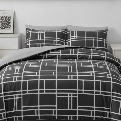 Modernes, minimalistisches geometrisches Bettwäsche-Set