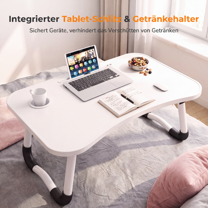 Klappbarer Laptop-Bettisch mit Becherhalter