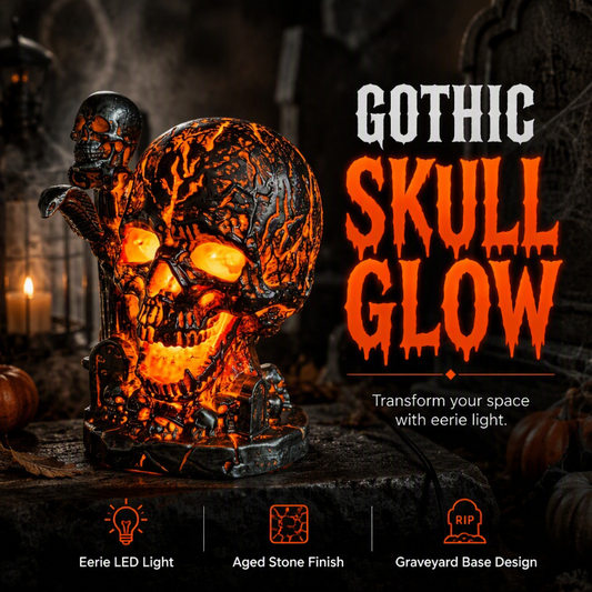 Halloween-Harz-Schädellampe - leuchtender Tischschmuck
