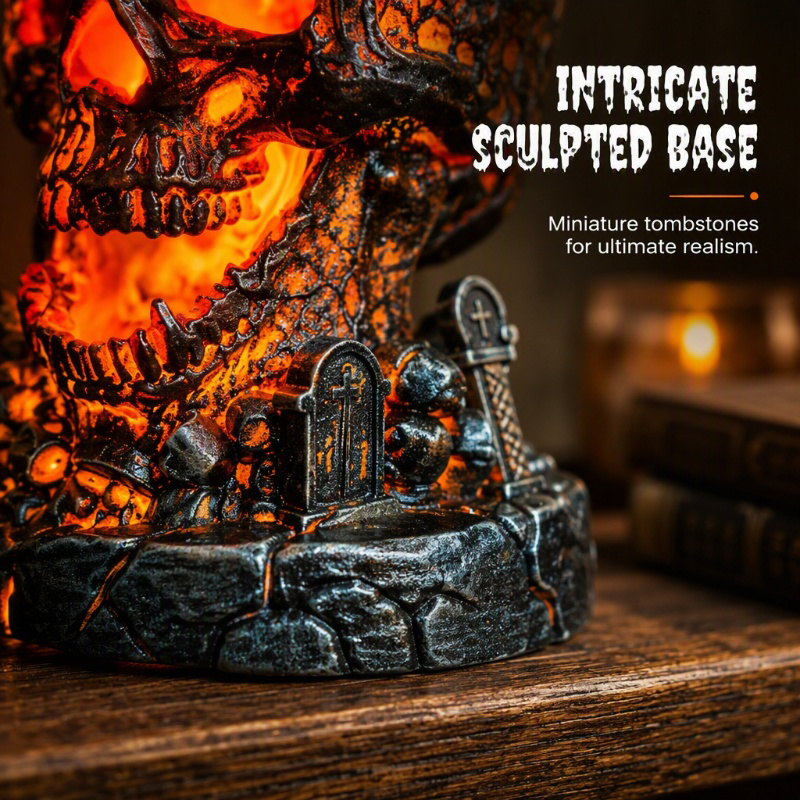 Halloween-Harz-Schädellampe - leuchtender Tischschmuck