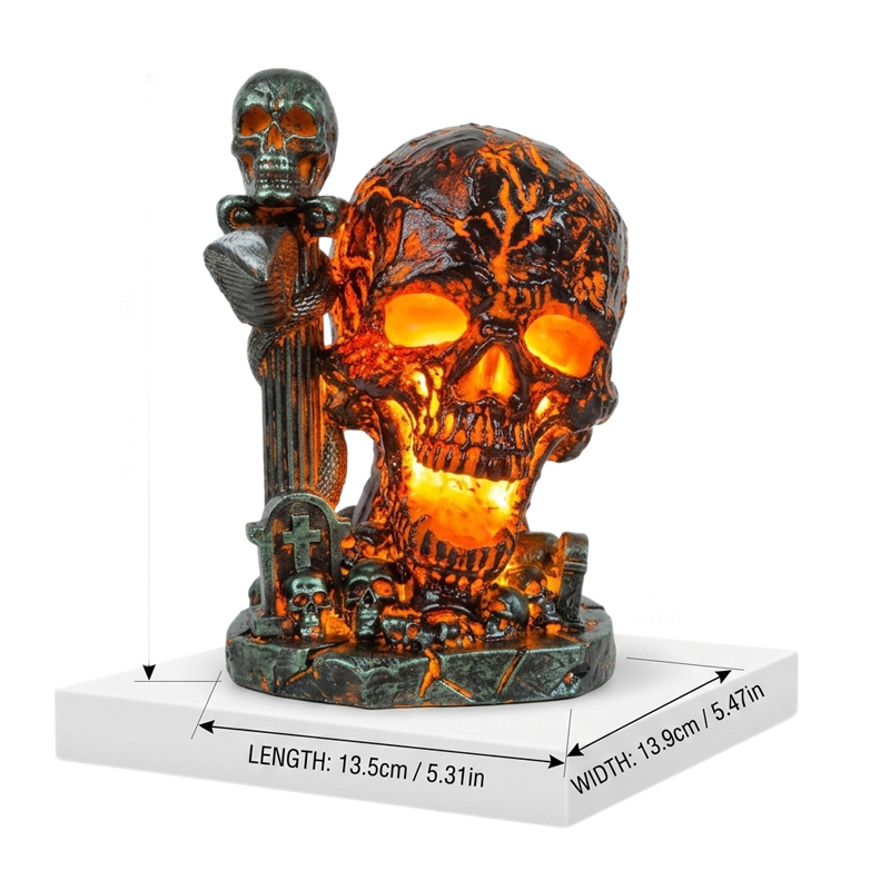 Halloween-Harz-Schädellampe - leuchtender Tischschmuck