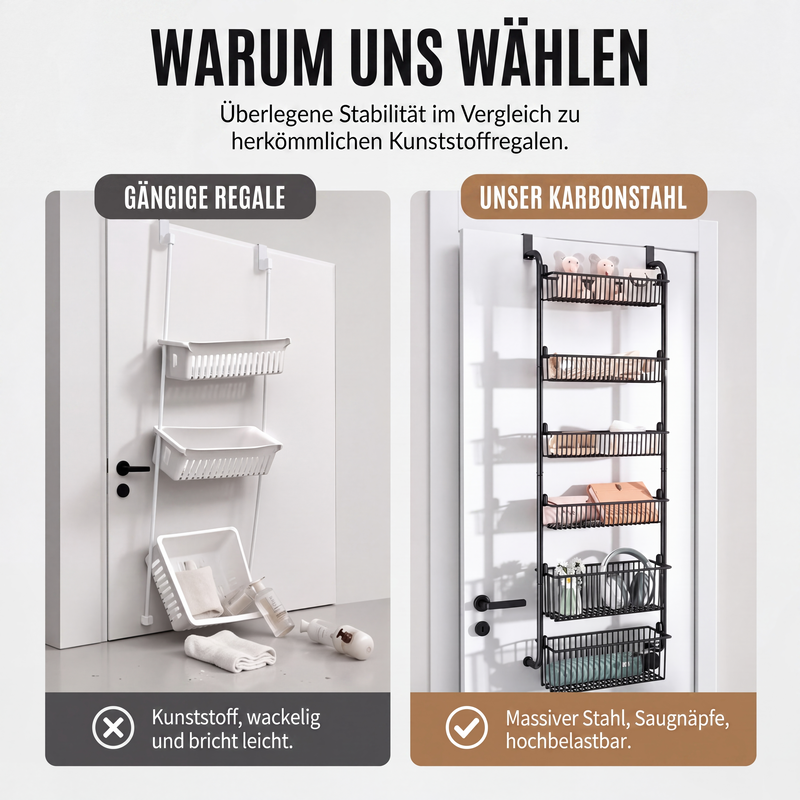🔥 50% Rabatt – Tür-Hängeregal ohne Bohren mit mehreren Ablagekörben